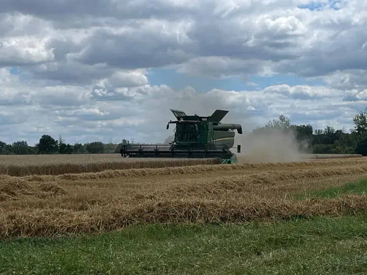 <em class="placeholder">Moissonneuse-batteuse John Deere S780 équipée d’une plateforme Draper flexible RD35F</em>