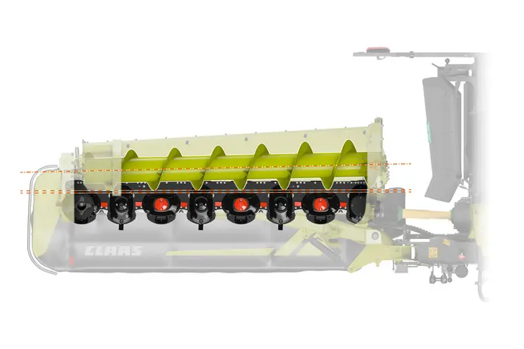 <em class="placeholder">Vue de la vis sans fin du groupeur de la faucheuse Claas Disco 9300 Direct Swather </em>