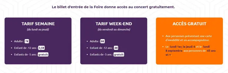 Tarifs d'entrée foire de Châlons