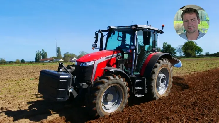 <em class="placeholder">Tracteur Massey Ferguson MF 5M.135 au labour.</em>