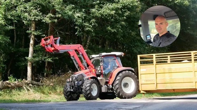 <em class="placeholder">tracteur Lindner Lintrac 130 LDrive avec une betaillère.</em>