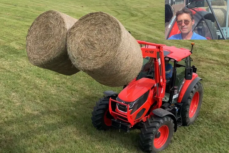 Loïc Ducloué, agriculteur à Carentan dans la Manche, et tracteur Kioti HX 1402 de 140 chevaux
