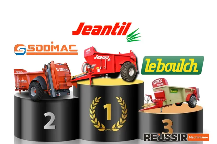 Epandeurs de fumier Jeantil, Sodimac et Leboulch sur un podium