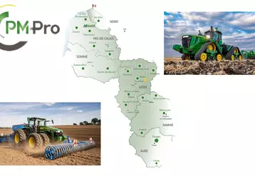 Carte du secteur commercial de la concession PM-Pro + tracteurs John Deere