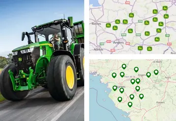 <em class="placeholder">Carte de distribution des concessions BPM Agri (en bas), Chesneau et Chesneau Ouest Agri (en bas).</em>