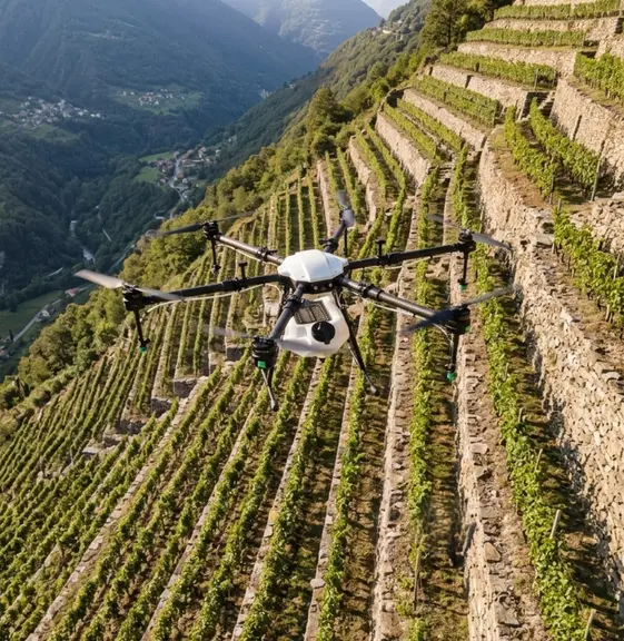 Drone Aermatica3D dans les vignes en terrasse