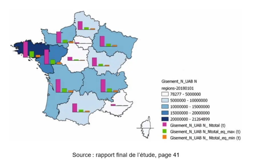 Carte de gisement d'azot utilisable en agriculture biologique