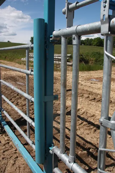 Fabien Vialle a souhaité mettre une protection sur les attaches de barrière pour réduire les risques d’accident si l’éleveur se fait bousculer par une
