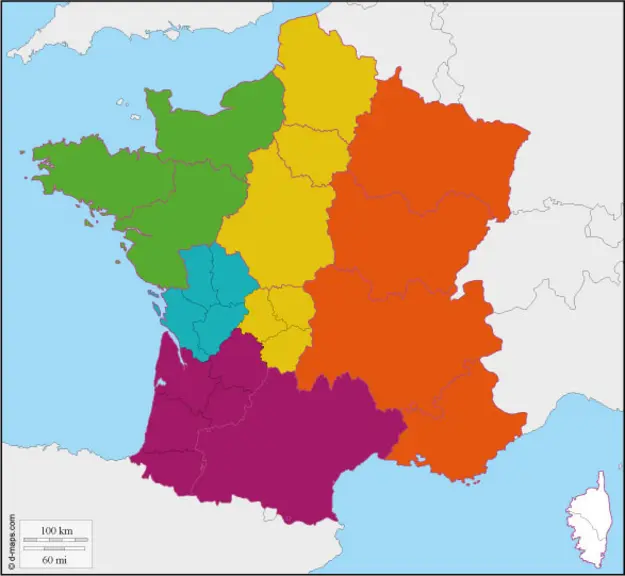 (refaire la carte)Les cinq régions de la génétique caprine © Capgenes