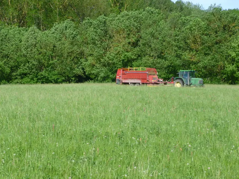 Lors des moments de grosse pousse d’herbe au printemps, le surplus est conservé pour faire du foin et de l’enrubannage, ce qui permet de le valoriser