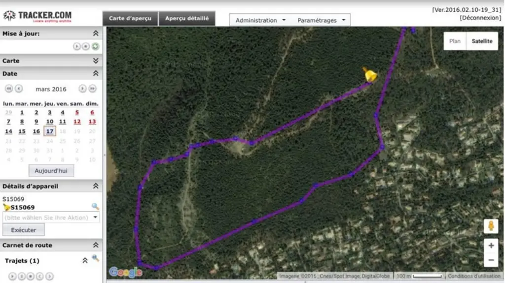 La visualisation des informations de localisation se fait via le site suisse www.tracker.com. © S. Pastorelli