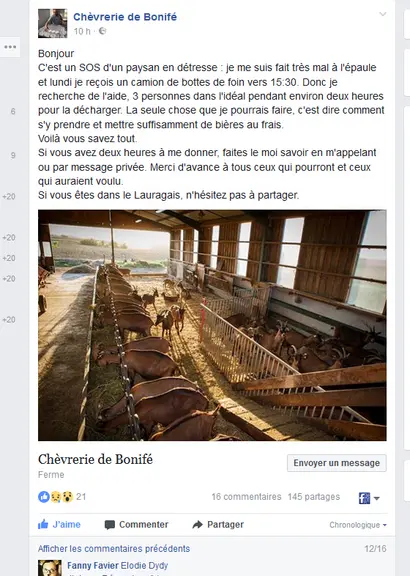 Les réactions et les partages ont été nombreux suite au message SOS de Jean-Pierre. plus de 500 partages et 40 000 vues ! © Facebook
