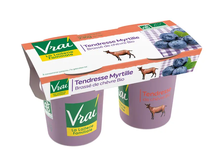 Triballat propose yaourts, fromages blancs et fromages biologiques sous la marque Vrai.  © Triballat