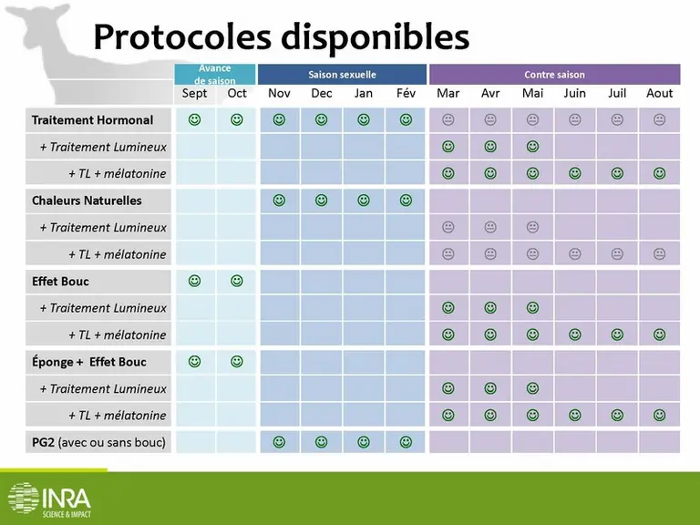 Tableau des protocoles © Inra