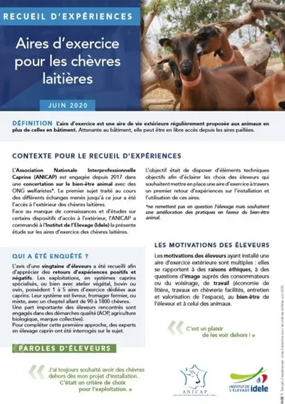 L'Anicap a mis en ligne des documents expliquant les résultats de l'enquête sur les aires d'exercice. © Anicap/Idele