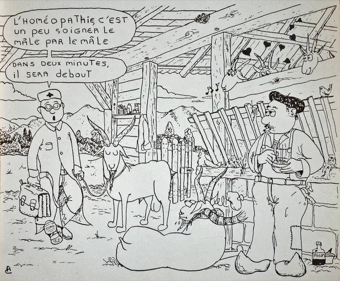 Le premier dessin d'Alain Chrétien paru dans La Chèvre en 1983