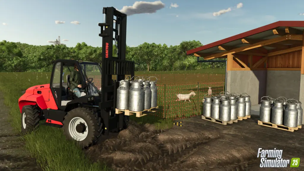 Copie d'écran du jeu Farming Simulator avec du lait de chèvre