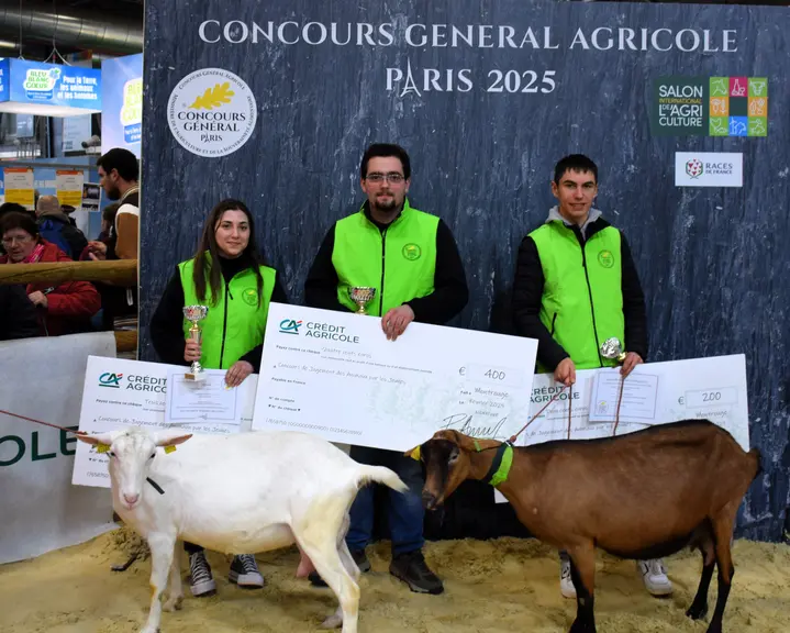 Les trois gagnants du concours de jugement des caprins par les jeunes 2025