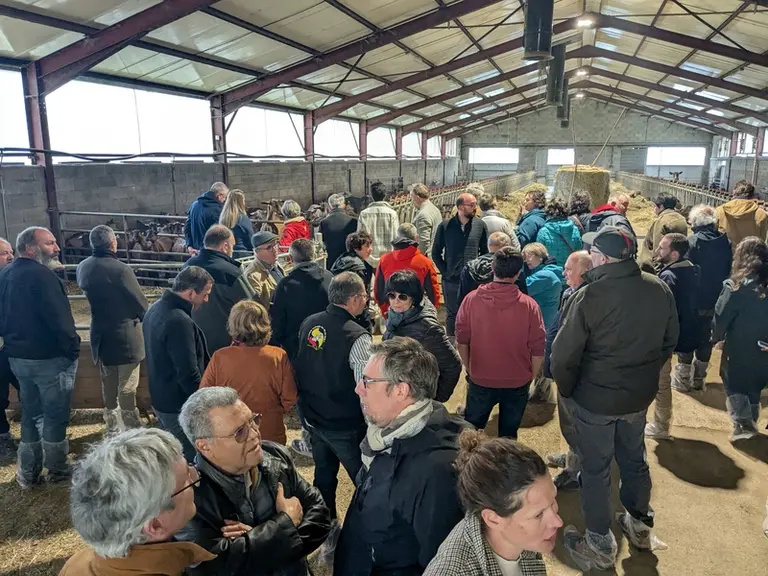 Visite d'un élevage de chèvres lors de l'assemblée générale de la Fnec 2025 à Rodez
