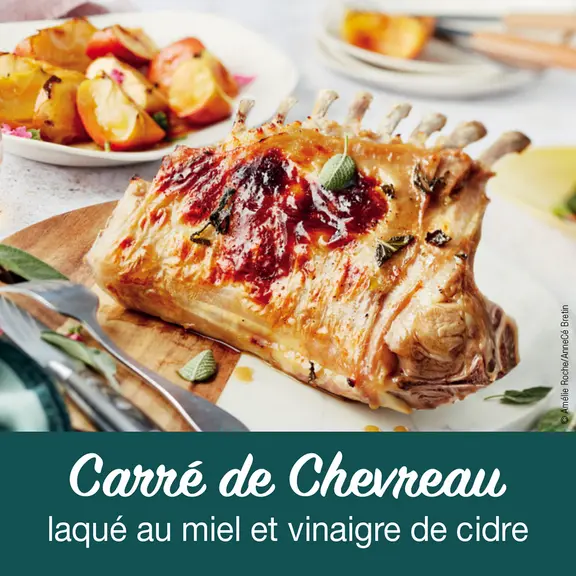 Carré de chevreau laqué au miel et vinaigre de cidre