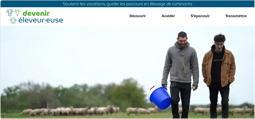 Capture d’écran de l’accueil du site Devenir éleveur·euse.
