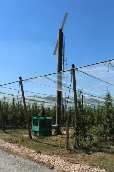 La tour à vent, assurant un brassage de l'air, permet de faire face à certaines situations gélives.