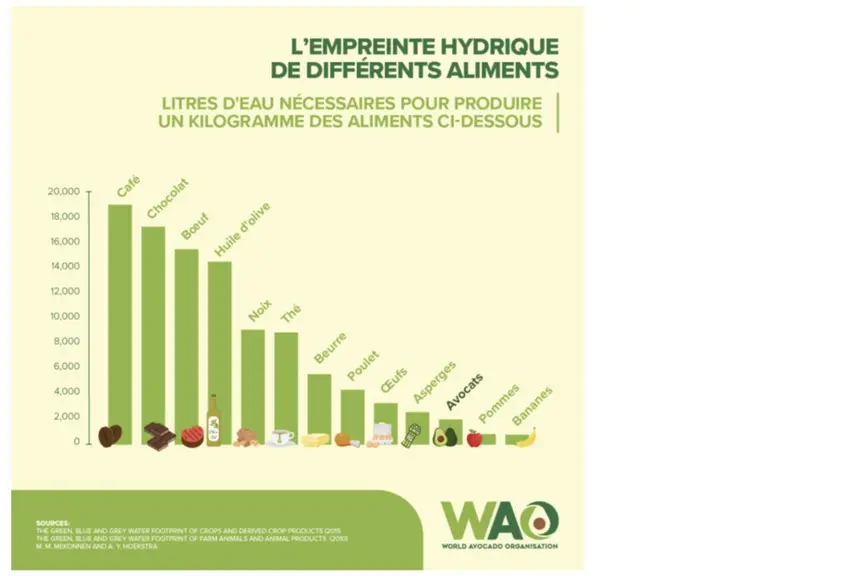 graphique de l'empreinte hydrique de différents aliments