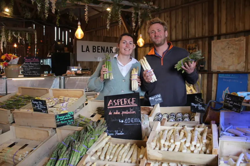 <em class="placeholder">L'asperge permet à Victoire et Romain Bénard d’initier de nouvelles activités sur l’exploitation.</em>