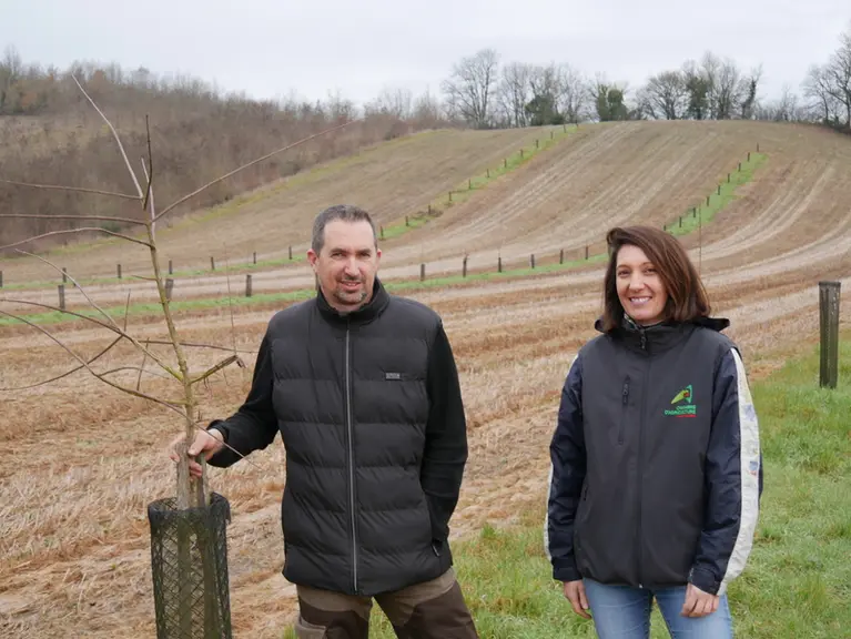 Benoît Legein, agriculteur à Lafrançaise (82) et Céline Guillemain, chambre d'agriculture du Tarn-et-Garonne,«Les alignem