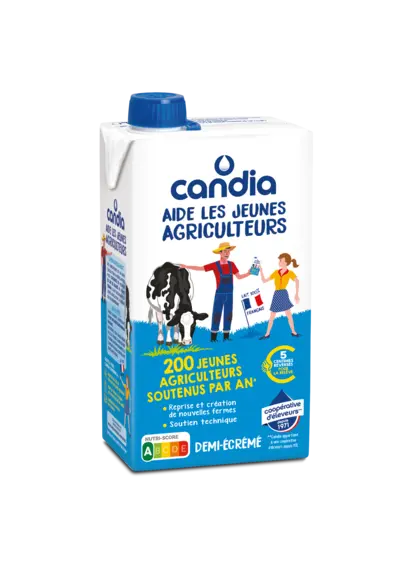 brique de lait Candia aide les jeunes agriculteurs