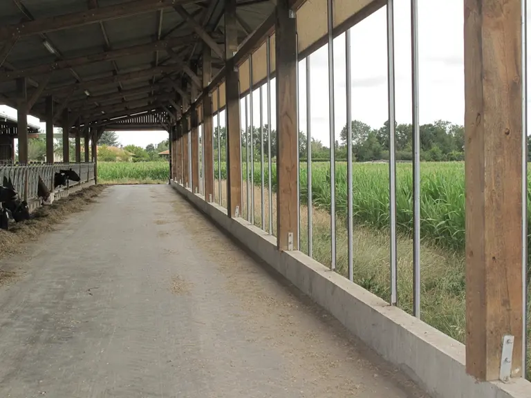Côté couloir d'alimentation (orienté Ouest), est installé un filet enroulable. © A. Conté