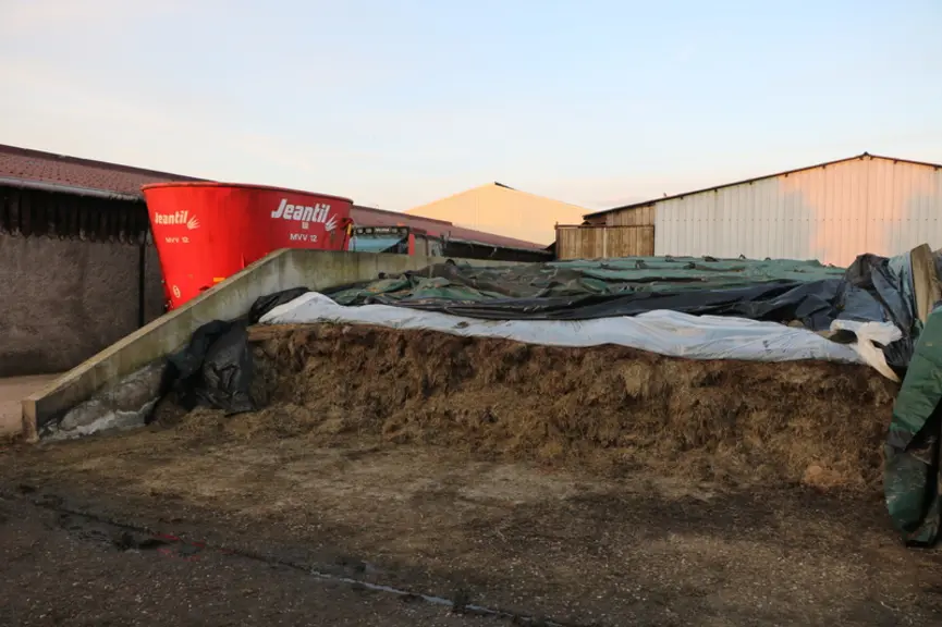L’exploitation dispose de quatre silos d’ensilage d’herbe d’une capacité de stockage de 2 200 m3. © E. Bignon