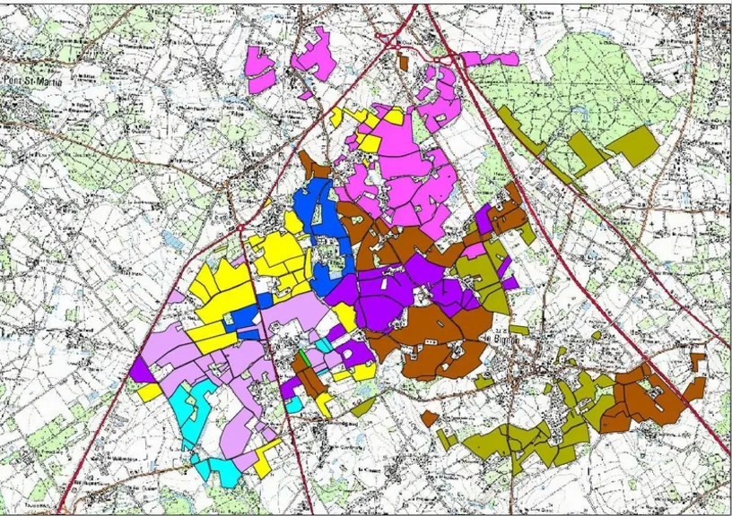La cartographie avec des codes couleurs s’est avérée très pédagogique pour voir la dispersion du parcellaire avant l’échange et son évolution après ce