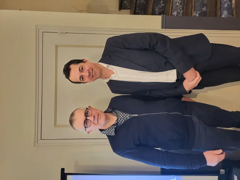 Damien Lacombe, président de Sodiaal accompagné de Antoine Colette, directeur général de Sodiaal