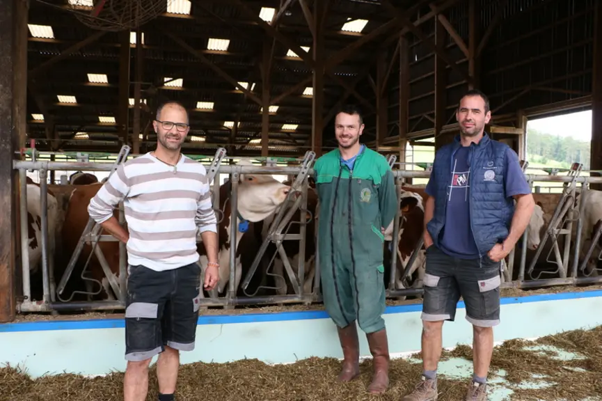 Brice Minot, Vincent Colas et Cyrille Minot, trois des quatre associés du Gaec des forges, en Côte-d'Or