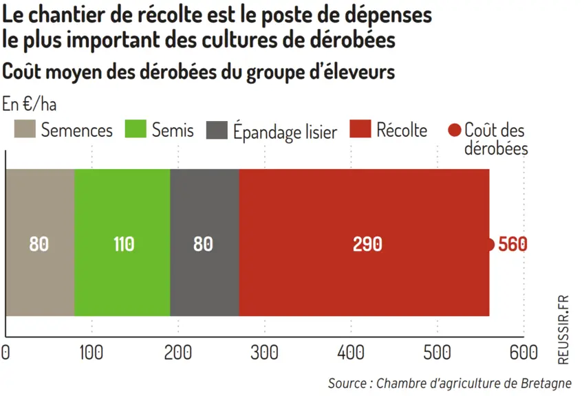 graphique sur le coût des dérobées par poste de dépenses. 