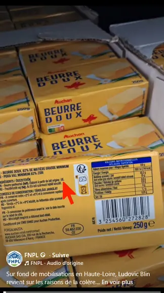<em class="placeholder">Etiquette d'un beurre où l'origine du lait est UE. </em>