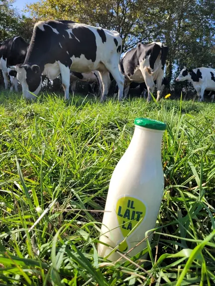 Bouteille de lait Il Lait Là, le repère de Biolait