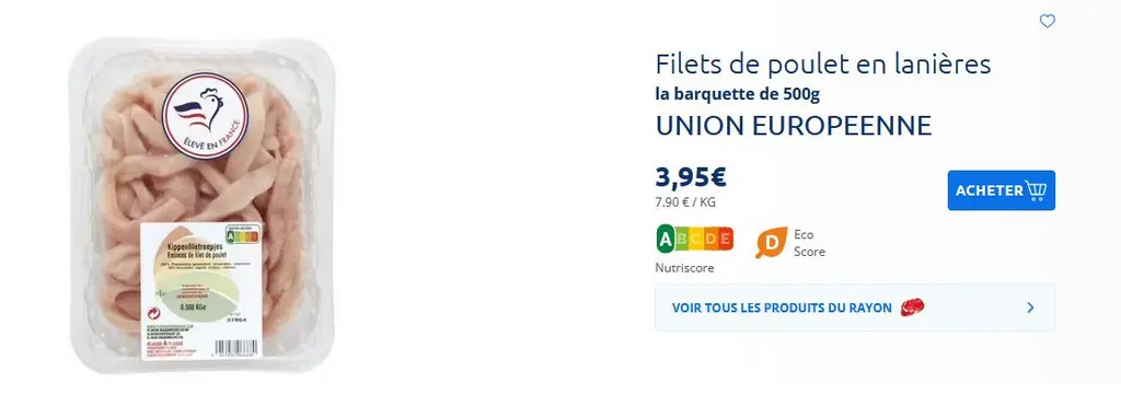 Problème d'étiquettage sur un poulet Carrefour