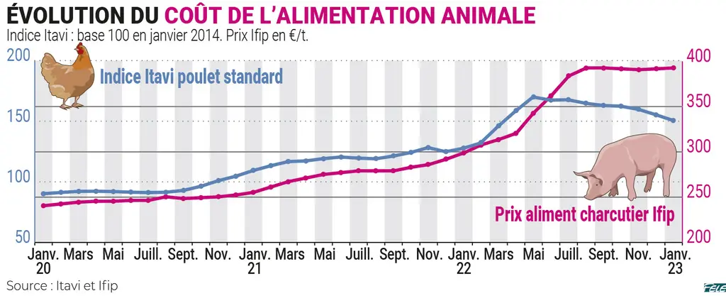 Prix de l'aliment porc et volaille