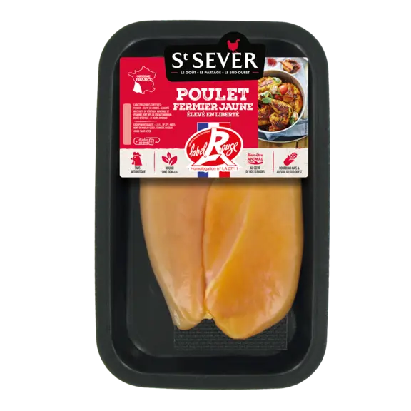 Filets de poulet jaune Label Rouge St Sever: nouvelle présentation 2023.