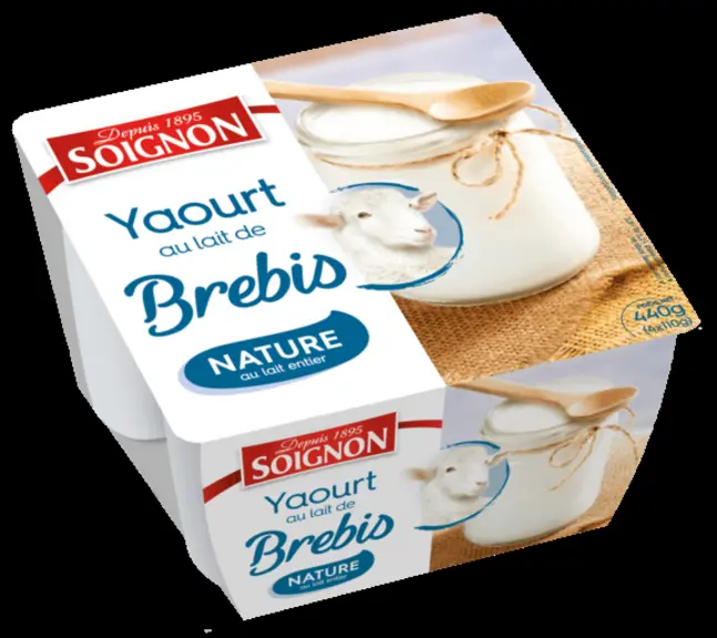 Le yaourt au lait de brebis Soignon suggère la douceur.