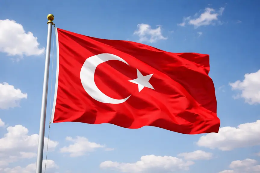 drapeau turc qui flotte au vent