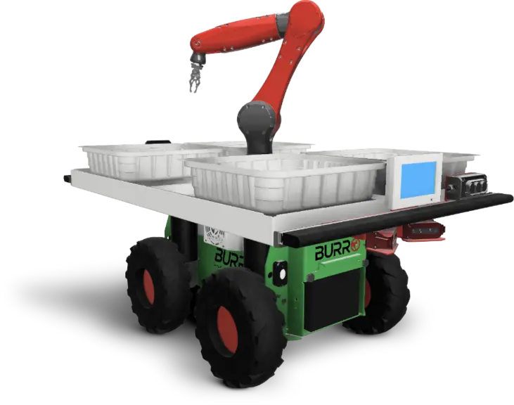 Le but ultime du robot Burro est de robotiser la récolte manuelle du raisin.