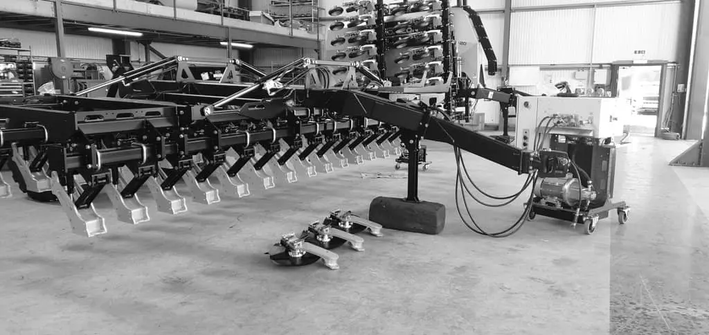 Semoir DSX d'Horizon Agriculture en cours d'assemblage dans l'usine de Spalding