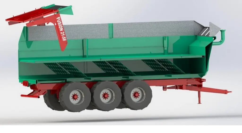 Vue en coupe de la benne Deguillaume Fusion pour le transport de matières solides et liquide