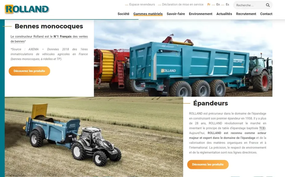 Site internet remorques Rolland