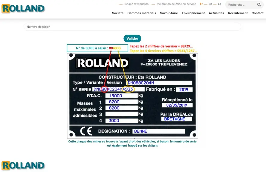 Plaque des mines sur remorque Rolland