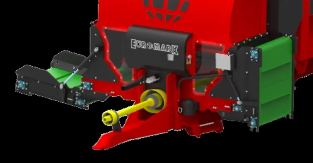 Proposé en option sur les remorques distributrices RD-HD d'Euromark, un tapis latéral s'inclinant à gauche et à droite ainsi qu'un système de pesée pr