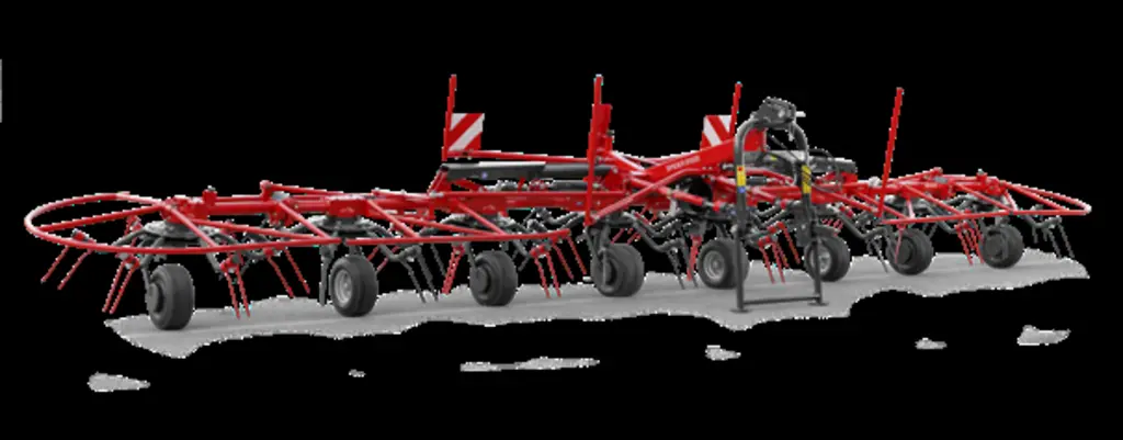 La nouvelle faneuse portée Sip Spider 915 Robuste dispose de huits rotors de 1,60 m de diamètre à cinq bars.